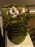 Vintage Indiana Glass Whitehall Cubist Pitcher - Green